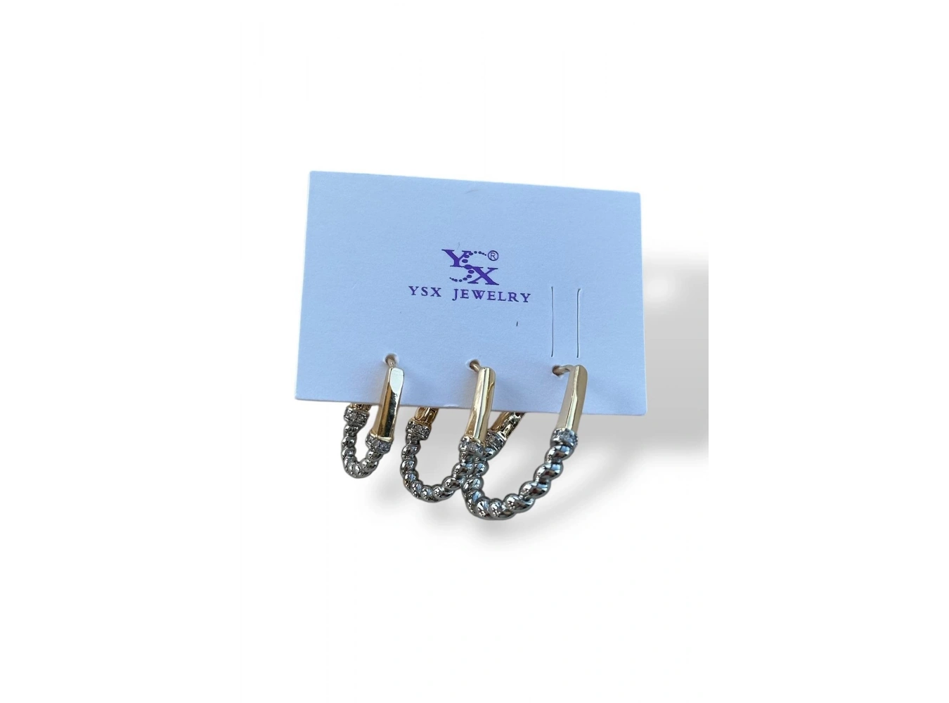 Gümüş Ve Altın Renk Burgu Detaylı YSX Küpe Set