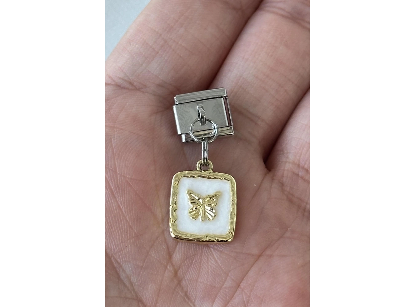 Gümüş Ve Altın Renk Çelik Nomination Charm (Tek)