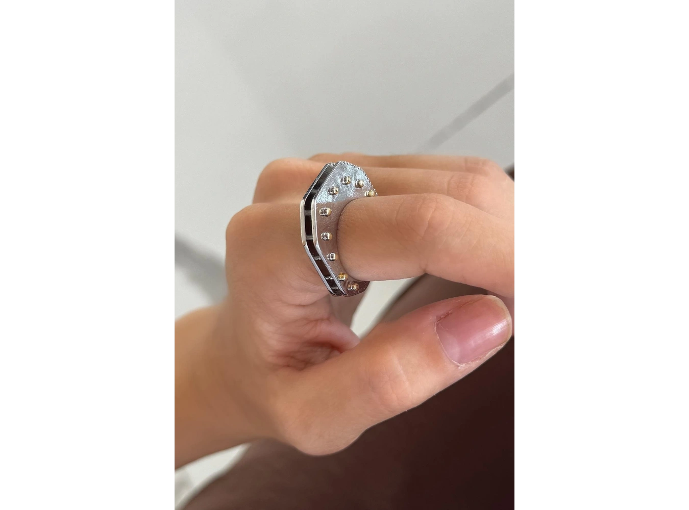 Gümüş Ve Altın Renk Metal Ayarlanabilir Yüzük