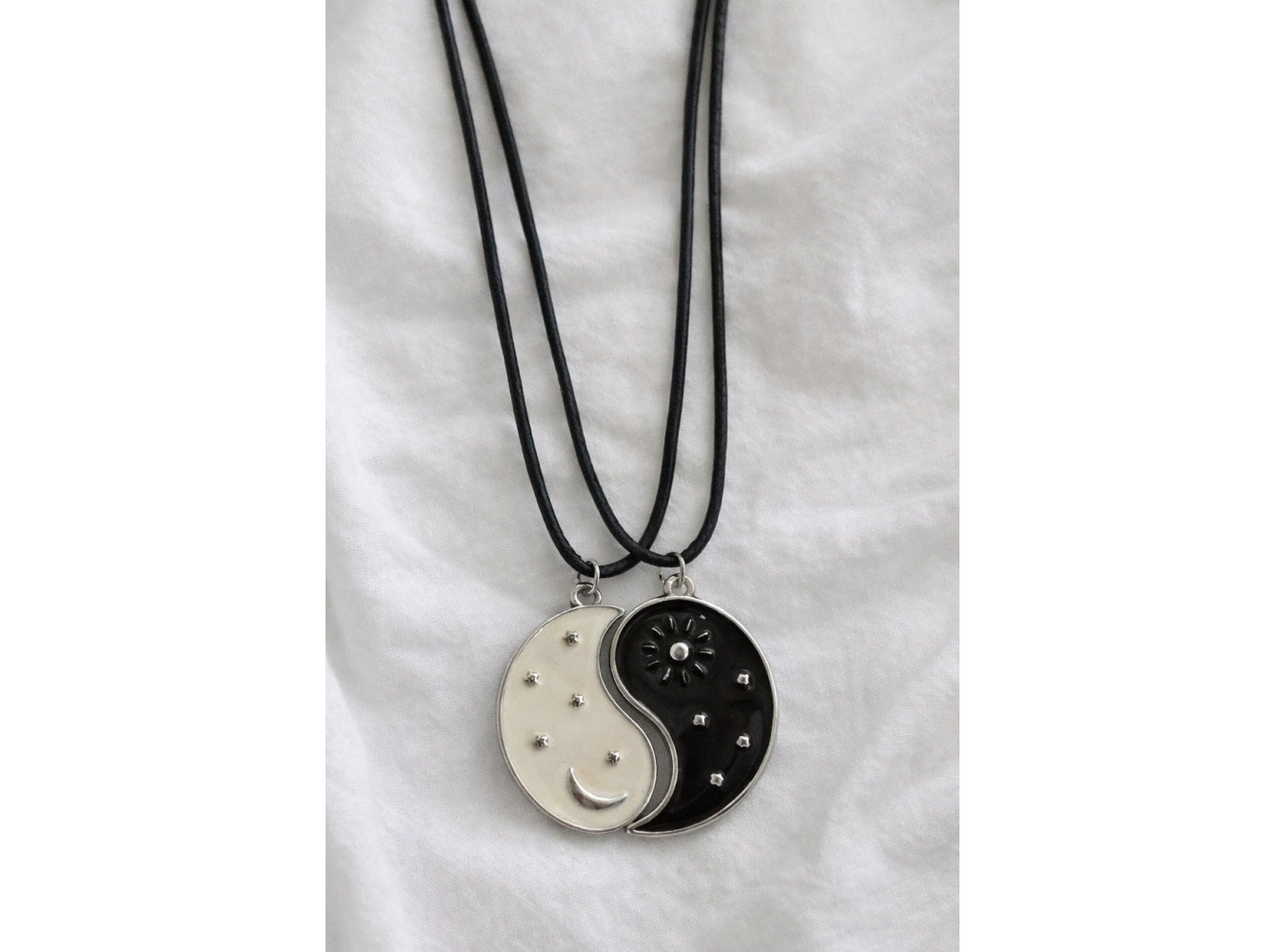 Gümüş Ve Ay Figürlü İkili Çelik Çift/ Best Friend Kolyesi