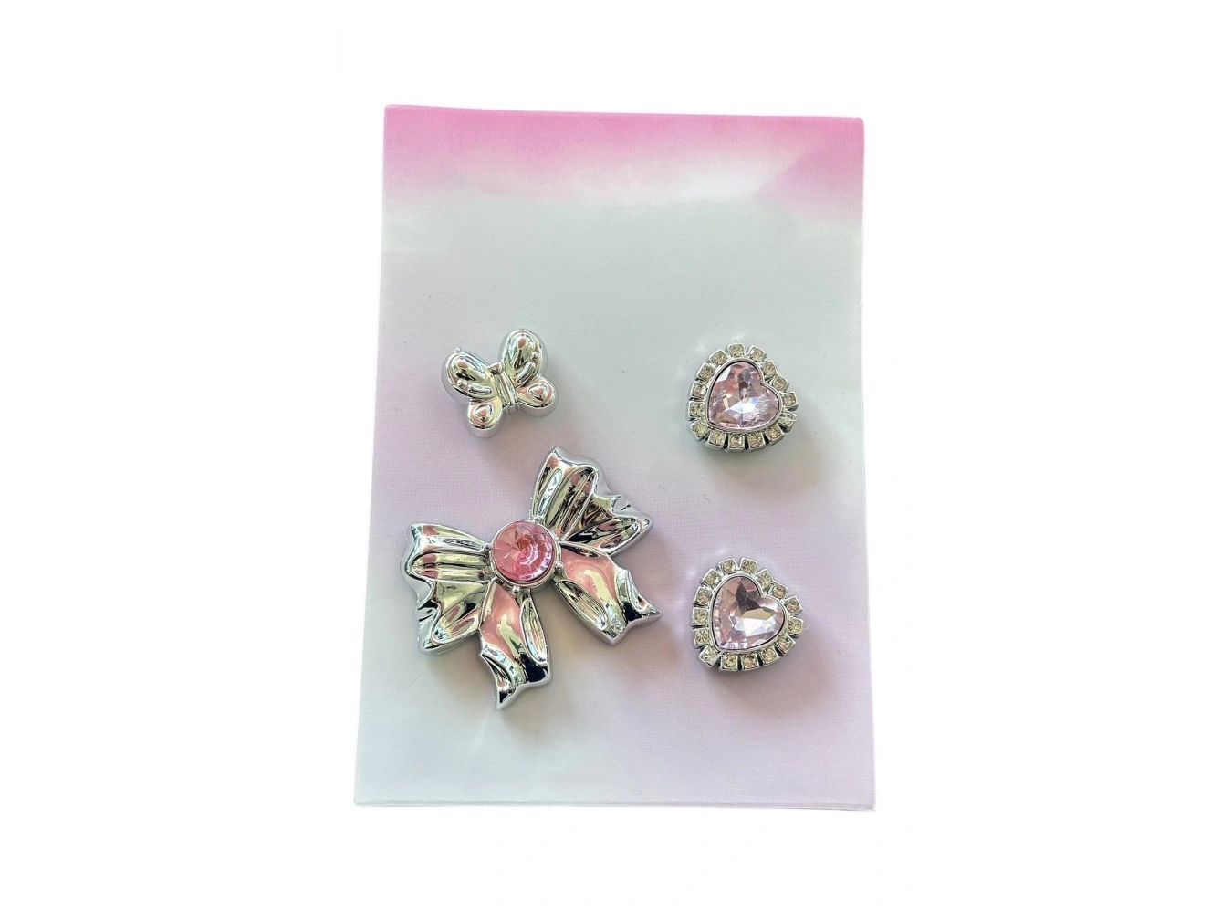 Gümüş Ve Pembe Renk Karışık Figürlü Tarak Charmı