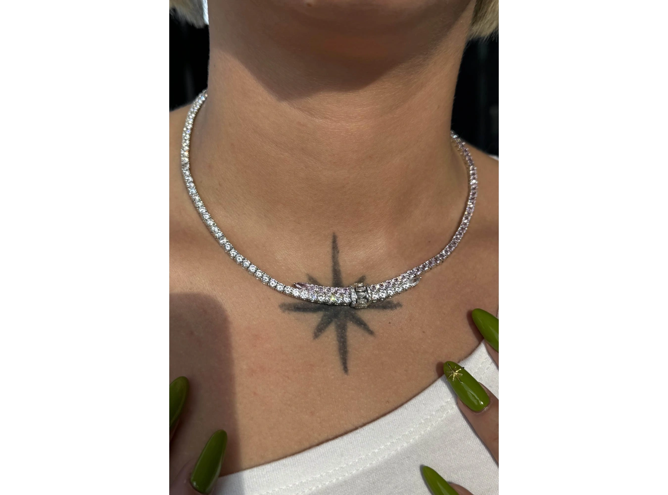 Gümüş Ve Pembe Renk Taş Detaylı 14K Altın Kaplama VİP Kolye