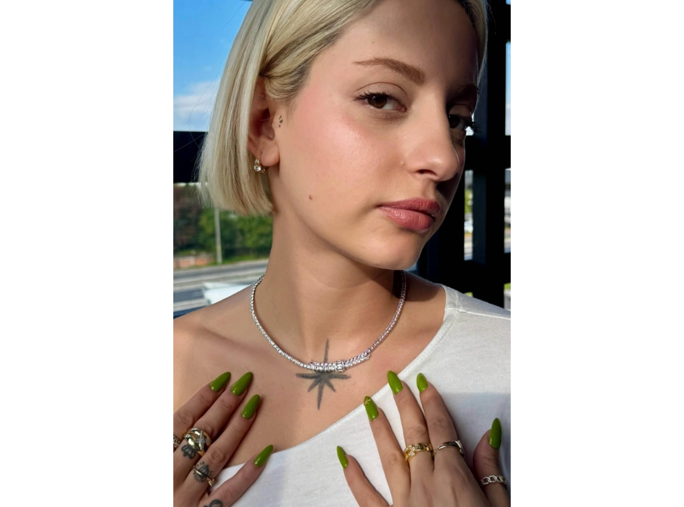 Gümüş Ve Pembe Renk Taş Detaylı 14K Altın Kaplama VİP Kolye