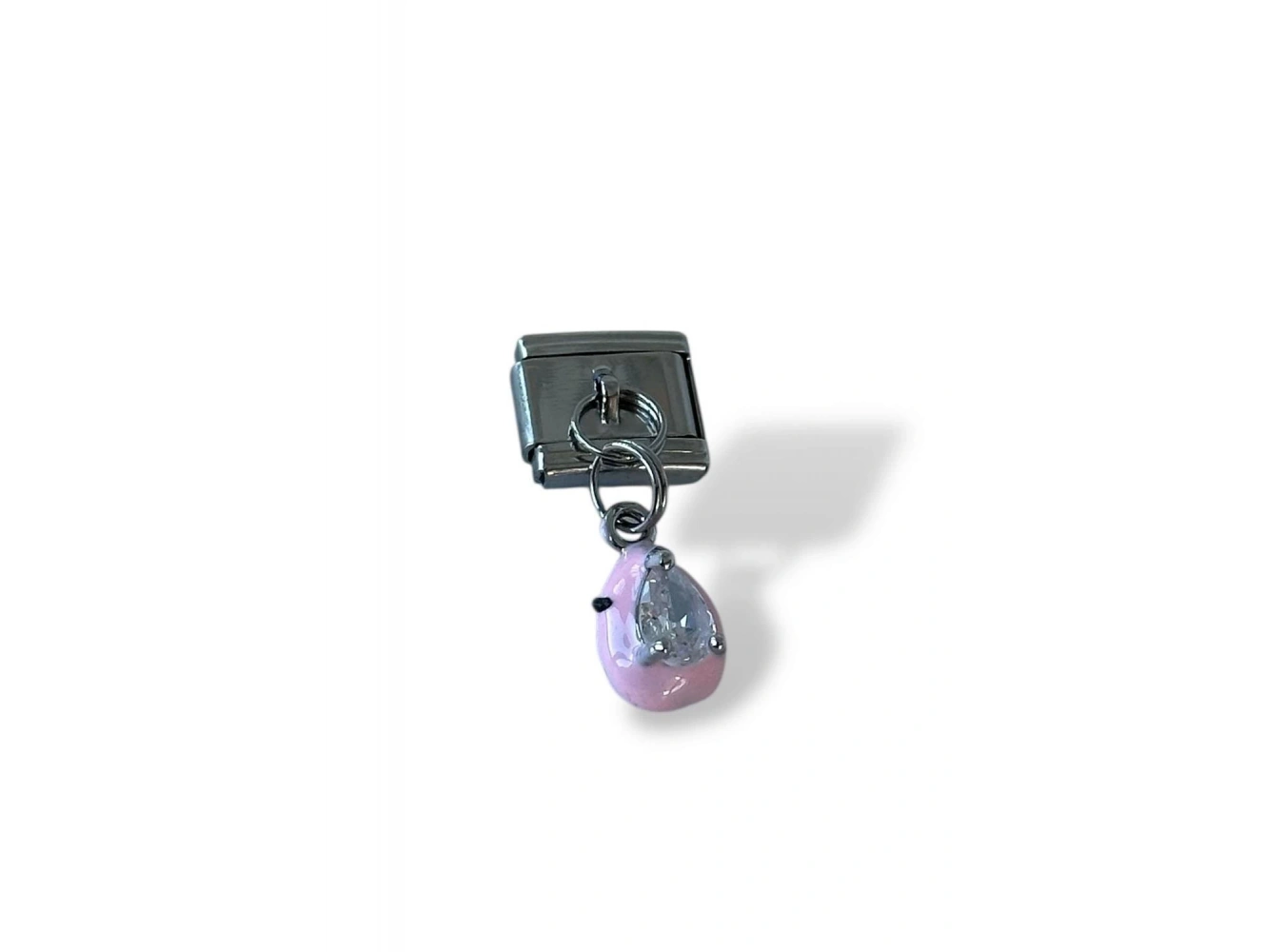 Gümüş Ve Pembe Renk Taş Detaylı Çelik Nomination Charm (Tek)