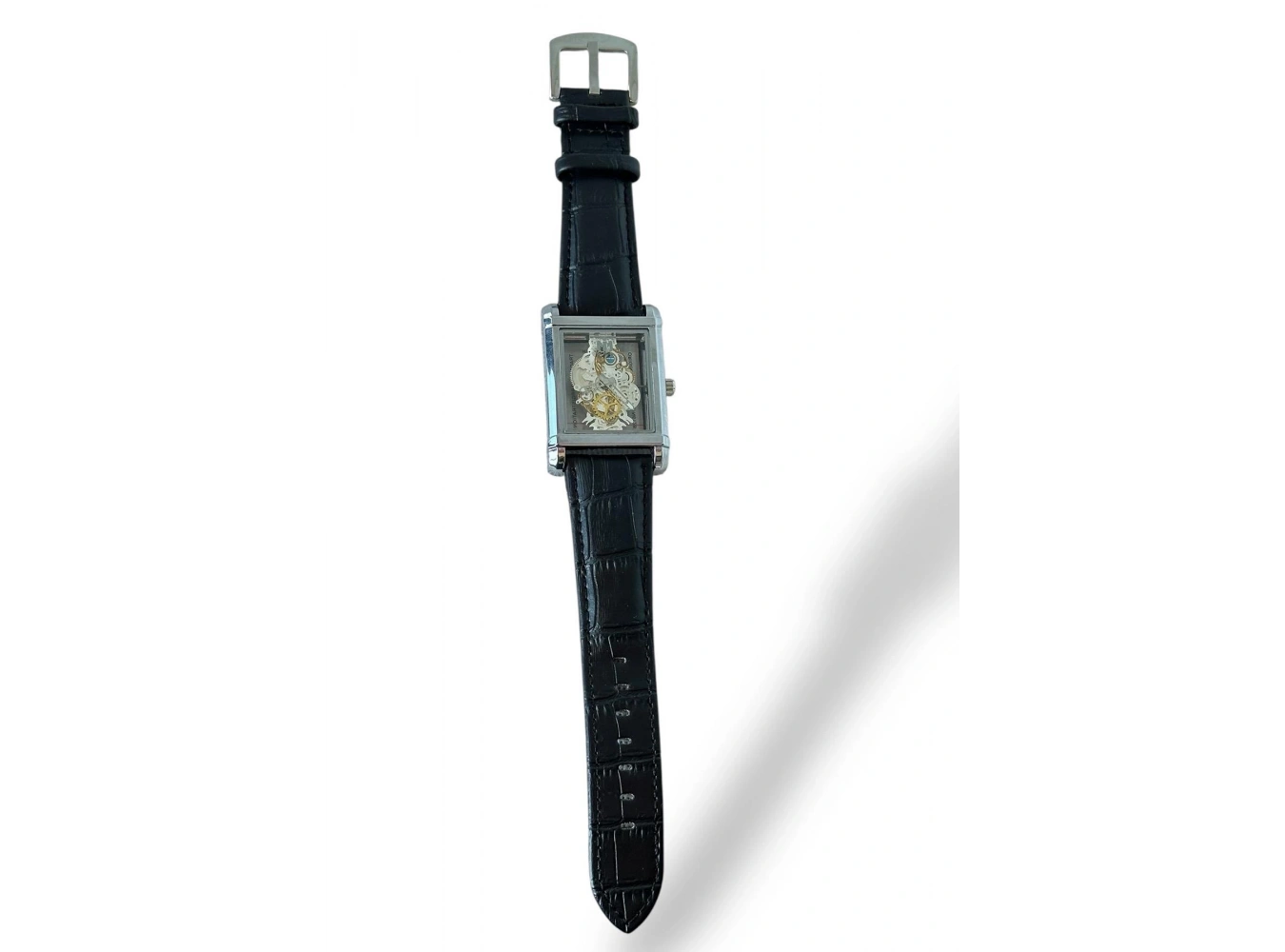 Gümüş Ve Siyah Renk Deri Kordonlu Çelik Erkek Saat