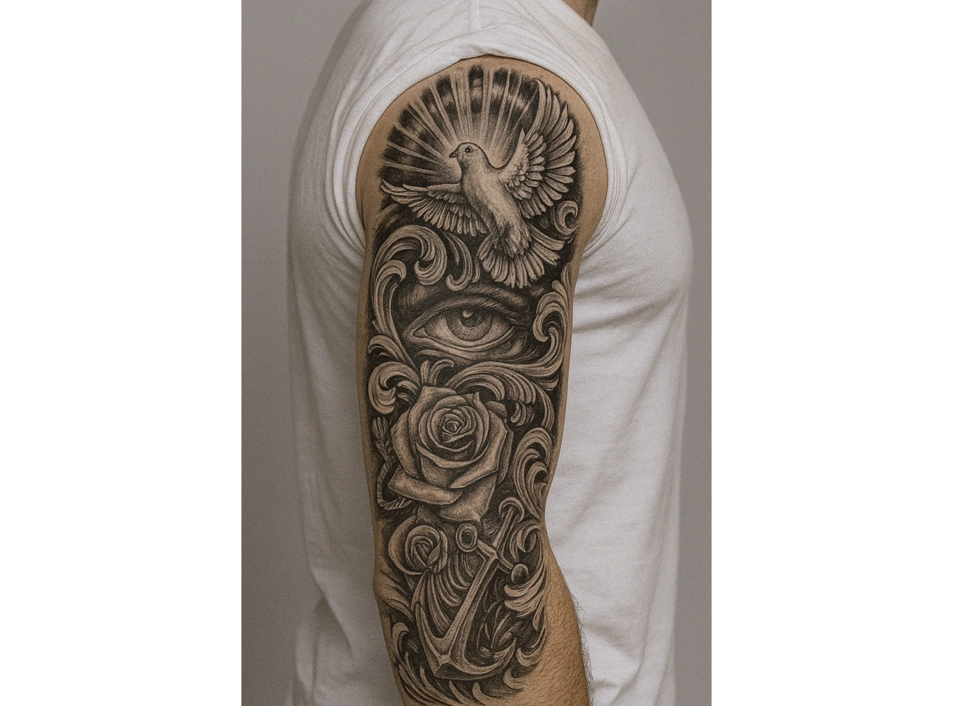 Güvercin Ve Göz Figürlü 12 Saat Sonra Kararan Geçici Kol Dövme Tattoo