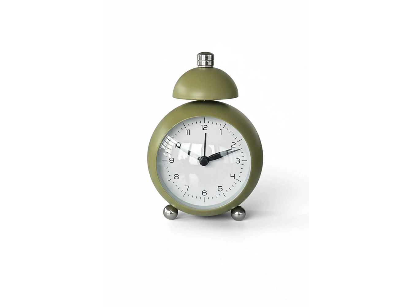 Haki Renk Mini Dekoratif Alarmlı Yuvarlak Masa Saati