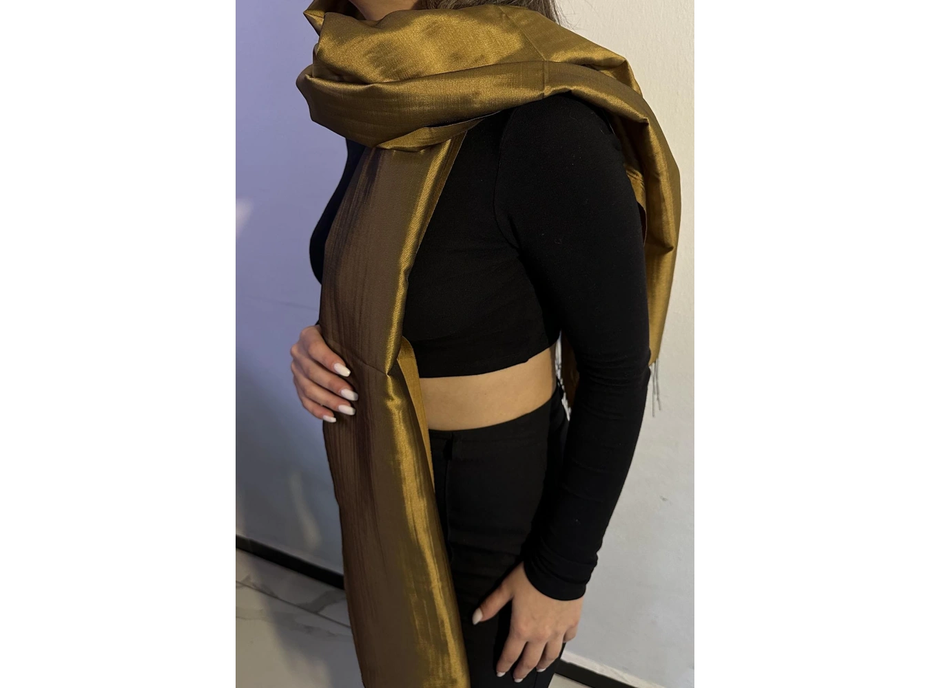 Hardal Renk Tafta Şal