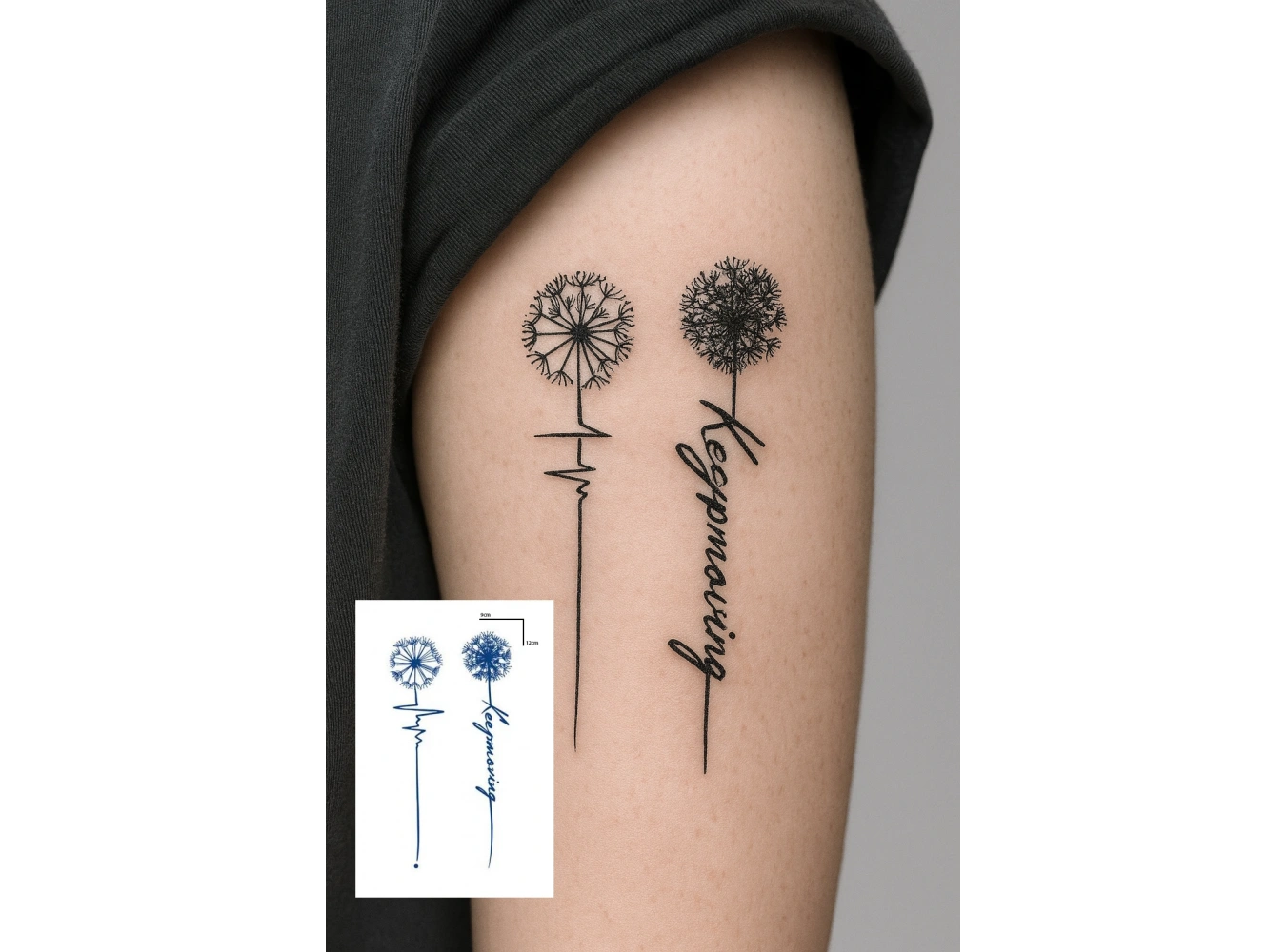 Hindiba Çiçeği Figürlü 12 Saat Sonra Kararan Geçici Dövme Tattoo