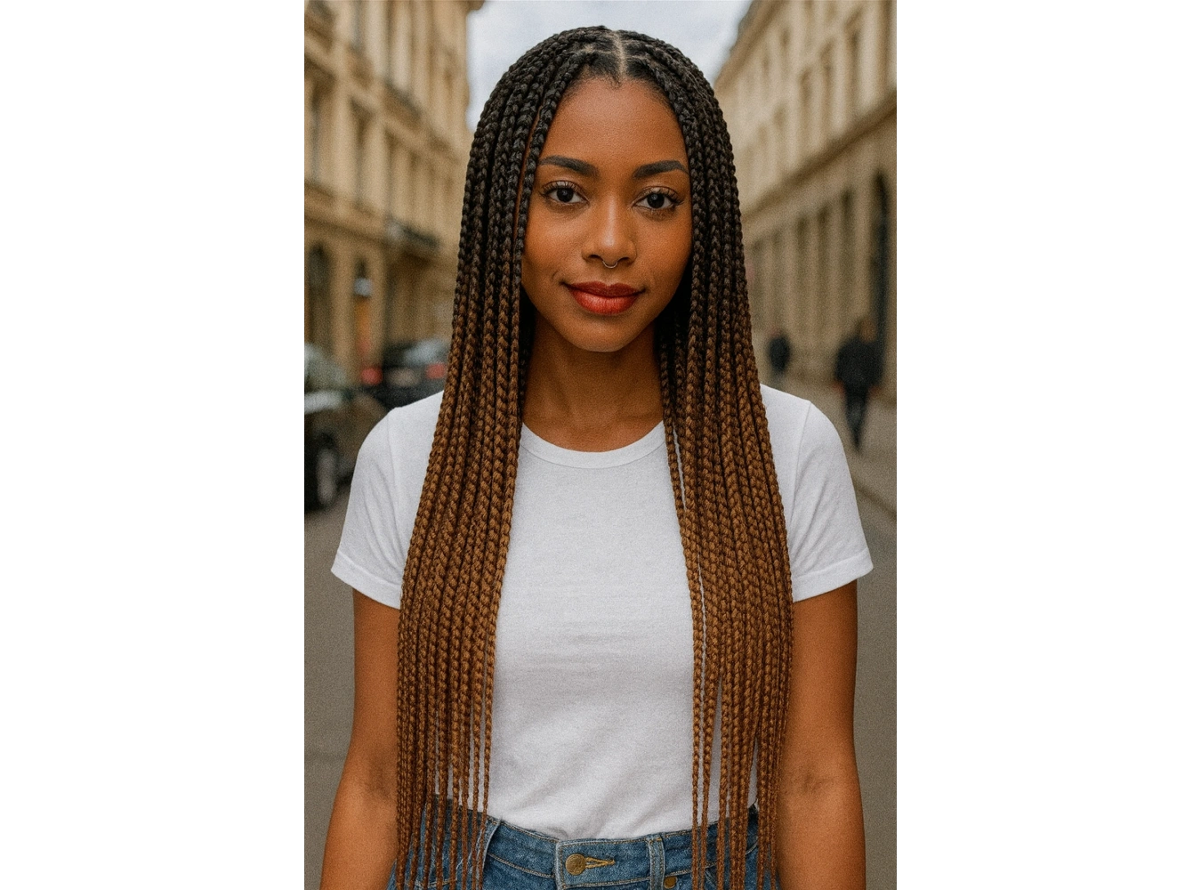 İki Renk Ombreli Afrika Zenci Örgüsü Box Braid Sentetik Saç 60cm 100gr