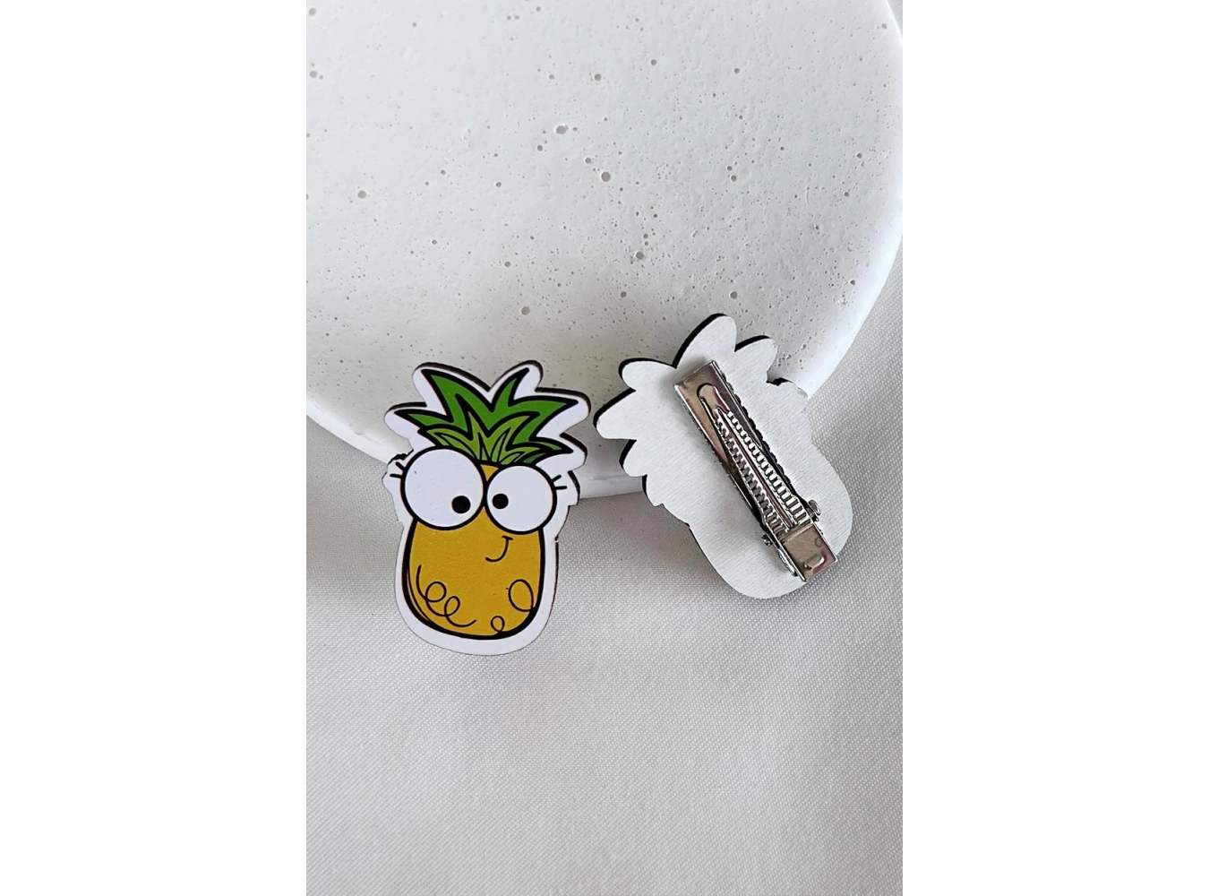 İkili Ananas Figürlü Çocuk Pens Toka Set