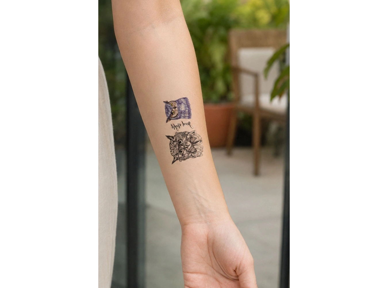 İkili Baykuş Mini Geçici Dövme Tattoo