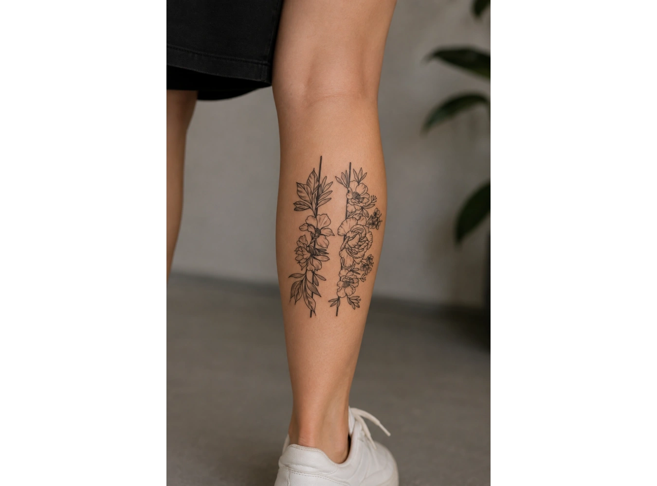 İkili Çiçek Geçici Dövme Tattoo