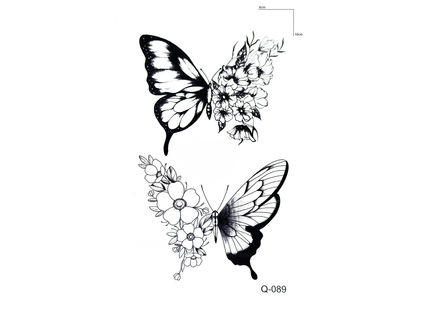 İkili Çiçekli Kelebek Mini Geçici Dövme Tattoo