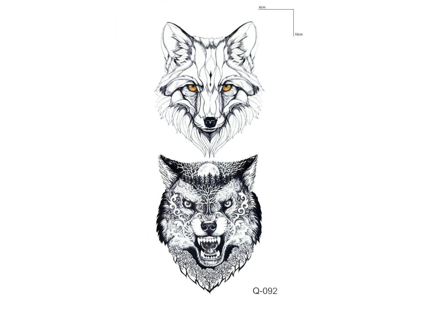 İkili Kurt Mini Geçici Dövme Tattoo