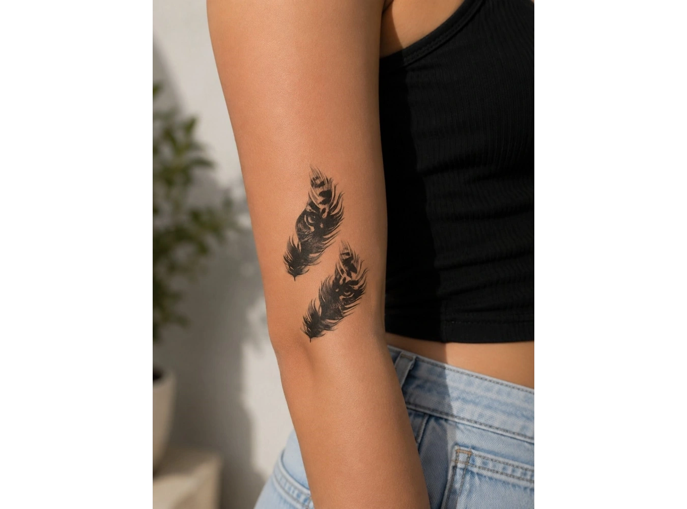 İkili Tüy Mini Geçici Dövme Tattoo