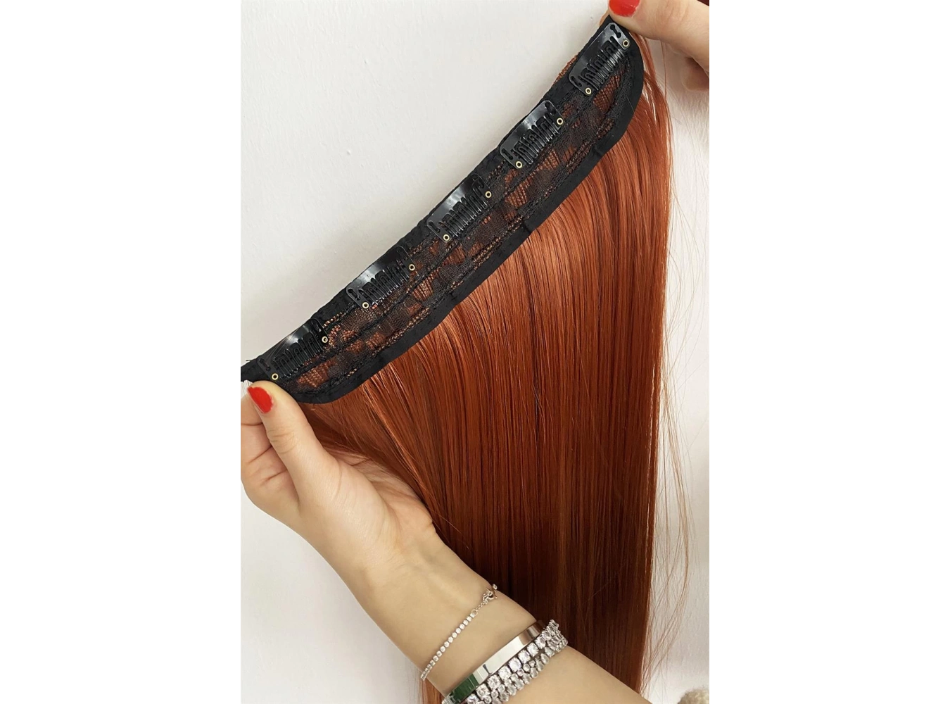 Isıya Dayanıklı Yarım Ay Saç Çıt Çıt / Düz / Bakır / 70Cm / 140Gr (13#)