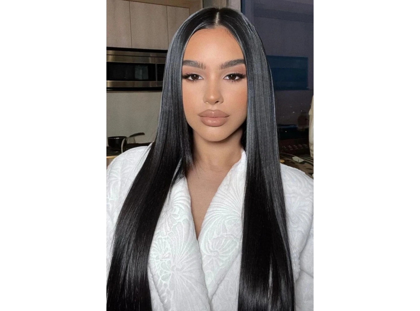 Isıya Dayanıklı Yarımay Çıt Çıt Saç - 1B - Siyah - Düz - 60 Cm - 110 Gr (Zeynep)