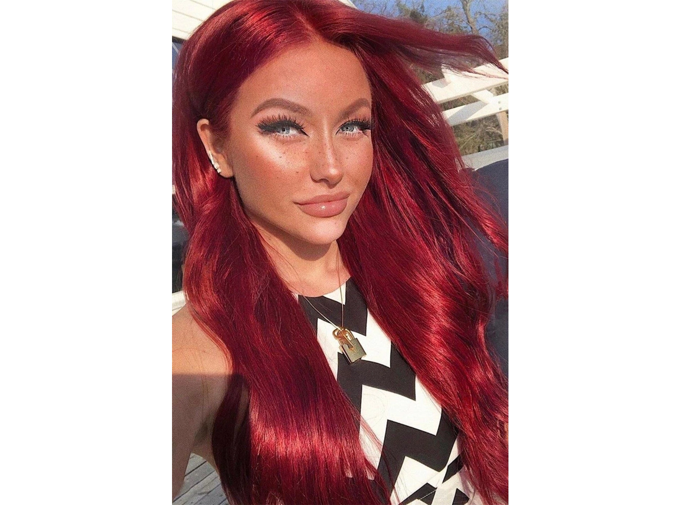 Isıya Dayanıklı Yarımay Çıt Çıt Saç - 39# - Şarap Kızıl - Dalgalı - 60 Cm - 110 Gr ( Sevil )