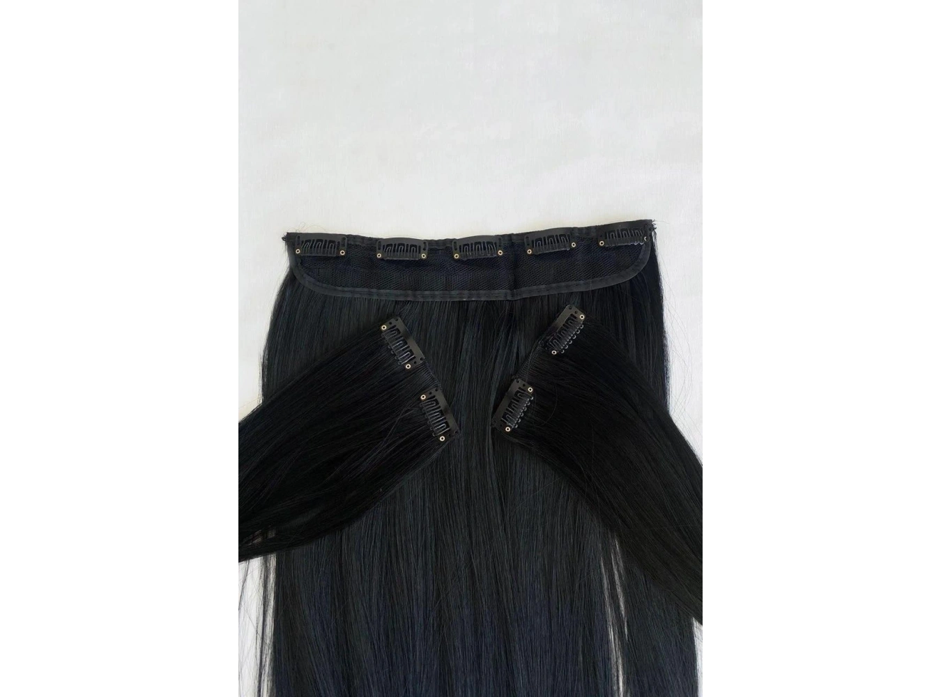 Isıya Dayanıklı Yarımay Çıt Çıt Saç - Ht1 - Siyah-60 Cm - 110 gr 2 Adet Yan Çıt Çıt Saç