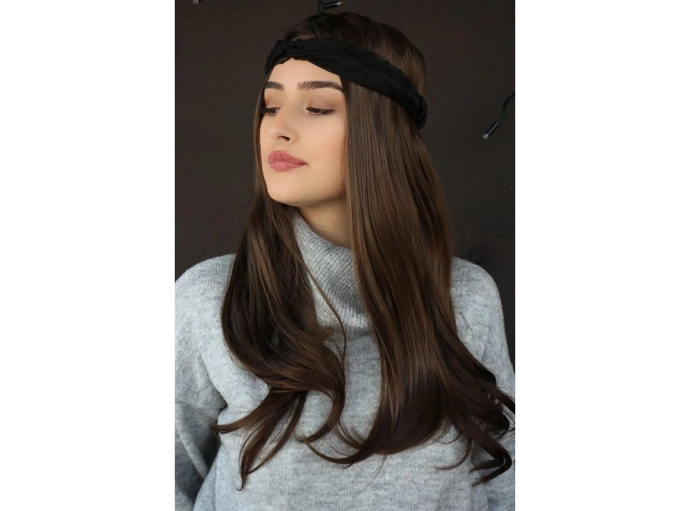 Isıya Dayanıklı Yarımay Çıt Çıt Saç - Ht6k - Kestane Kahvesi - Dalgalı - 60 Cm - 110 Gr (Begüm)