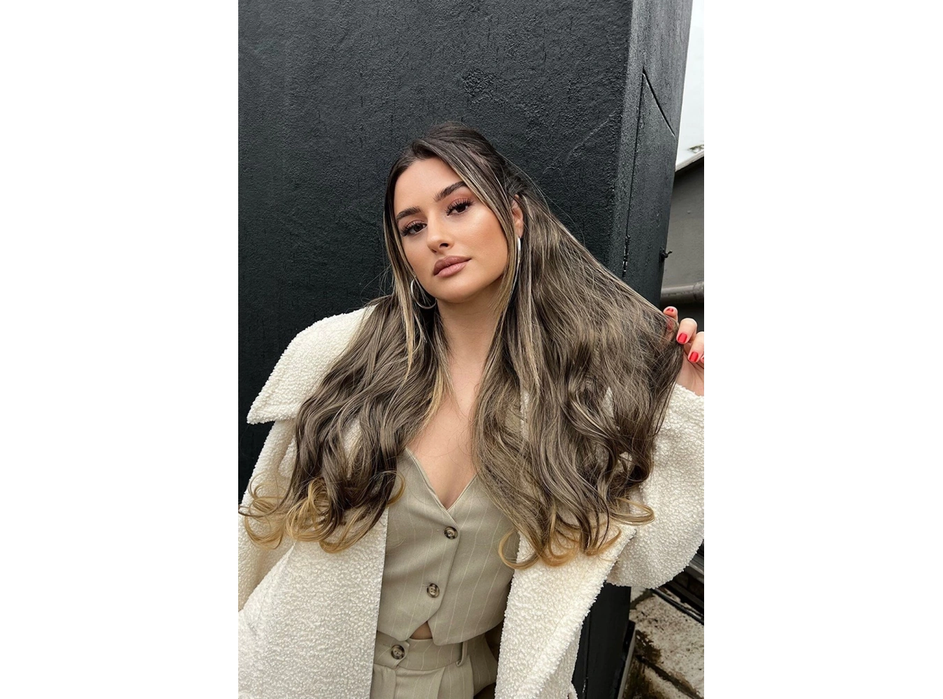 Isıya Dayanıklı Yarımay Çıt Çıt Saç Kahve Sarı Ombre / Dalgalı / 60 Cm / 110 Gr / HT2T27