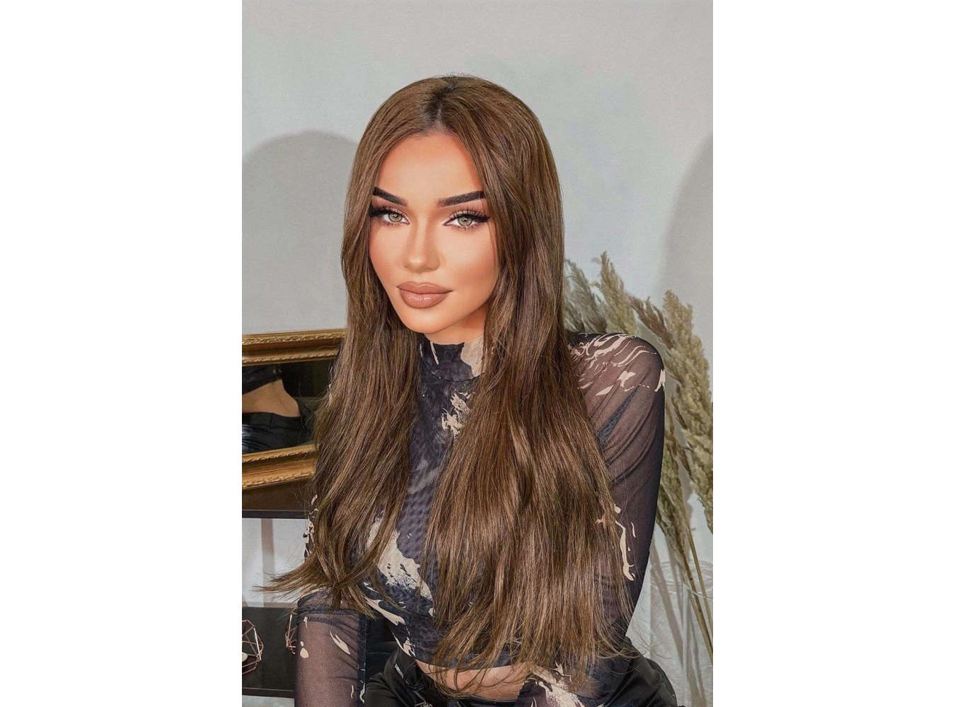 Isıya Dayanıklı Yarımay Çıt Çıt Saç - SH6D- Fındık Kahve - Düz - 60 Cm - 110 Gr (Pınar)