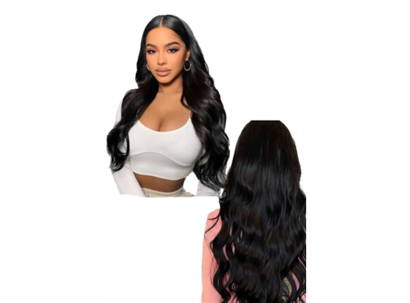 Isıya Dayanıklı Yıkanabilir Yarımay Çıt Çıt Saç - HT1 - Siyah - Dalgalı - 60 Cm - 110 Gr + 2 Adet Yan Çıt Çıt Saç