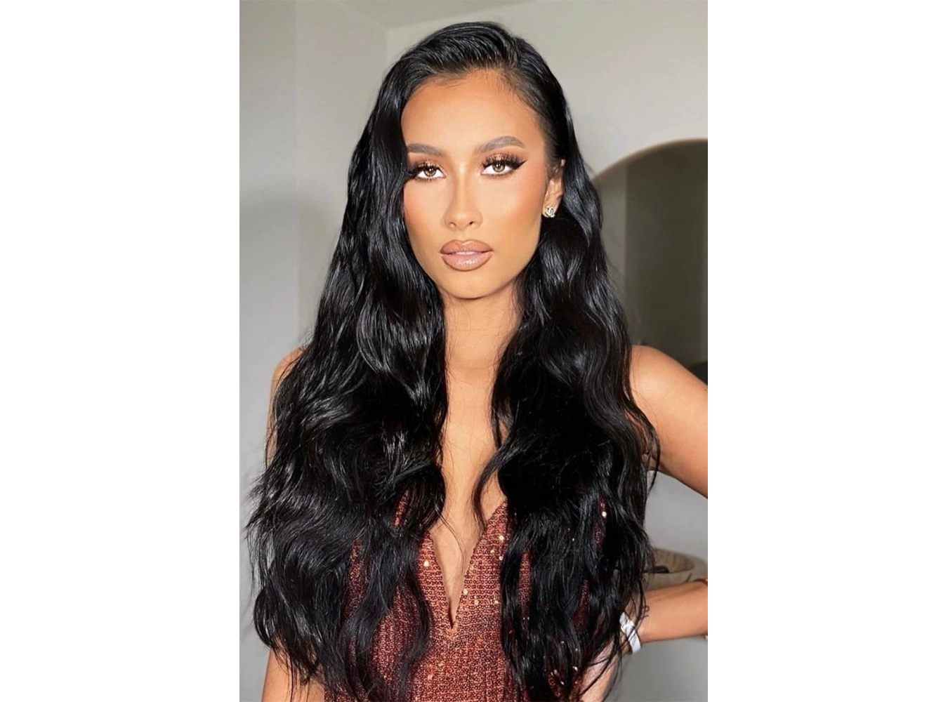 Isıya Dayanıklı Yıkanabilir Yarımay Çıt Çıt Saç - HT1 - Siyah - Dalgalı - 60 Cm - 110 Gr + 2 Adet Yan Çıt Çıt Saç