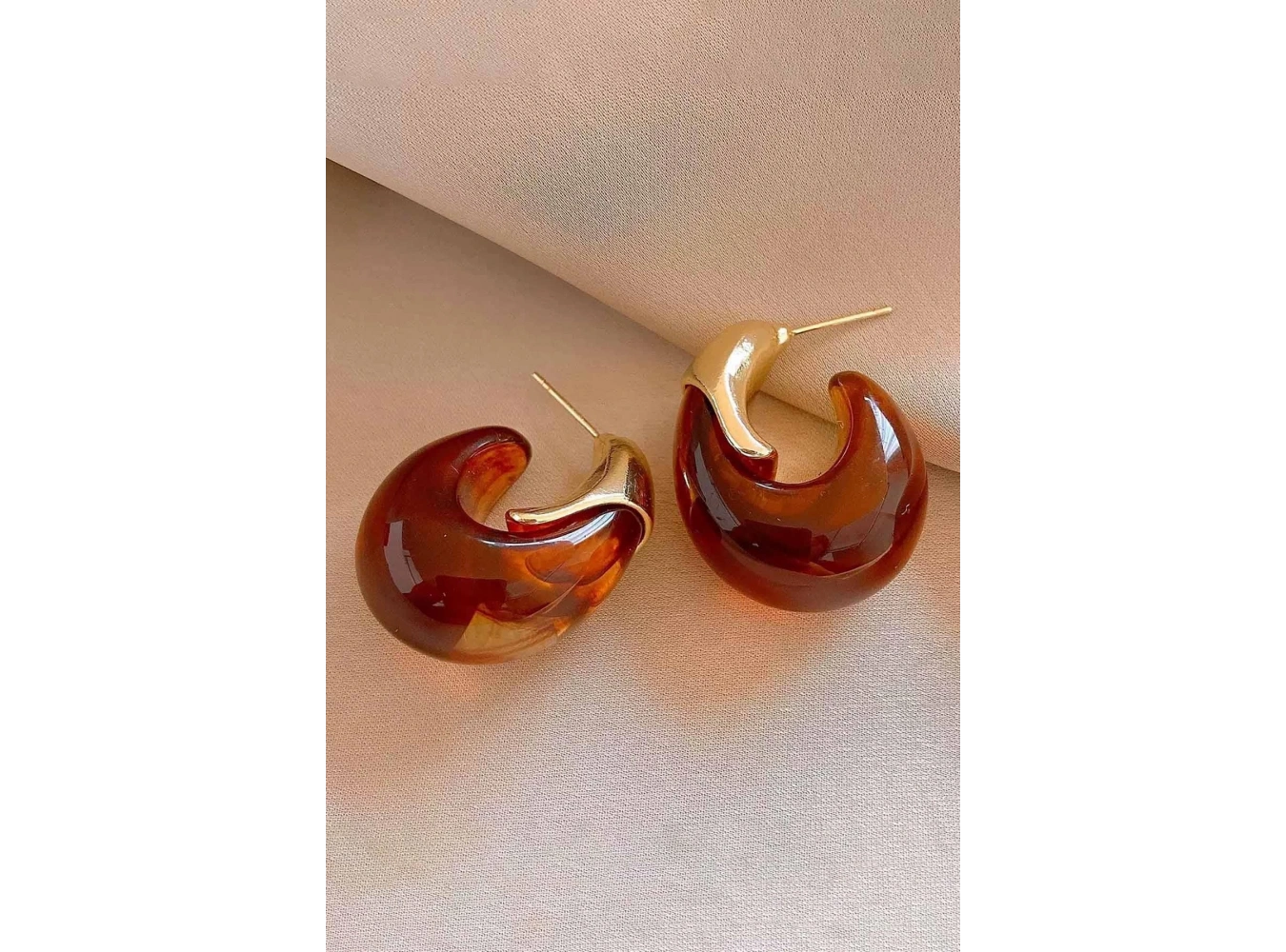 Kahve Renk 14K Altın Kaplama   Küpe (Çift)