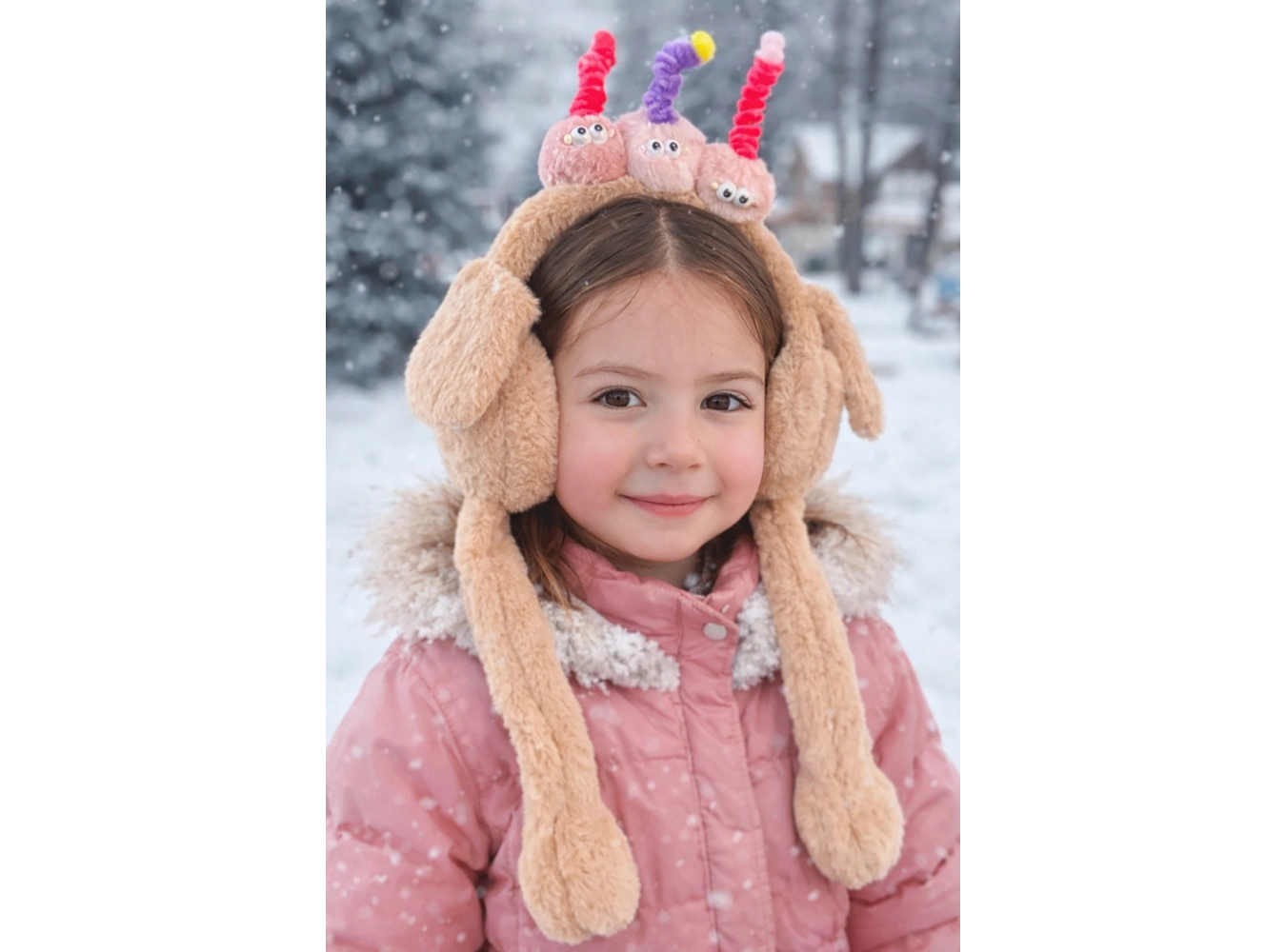 Kahve Renk Canavar Figürlü Kulakları Oynayan Peluş Kulaklık