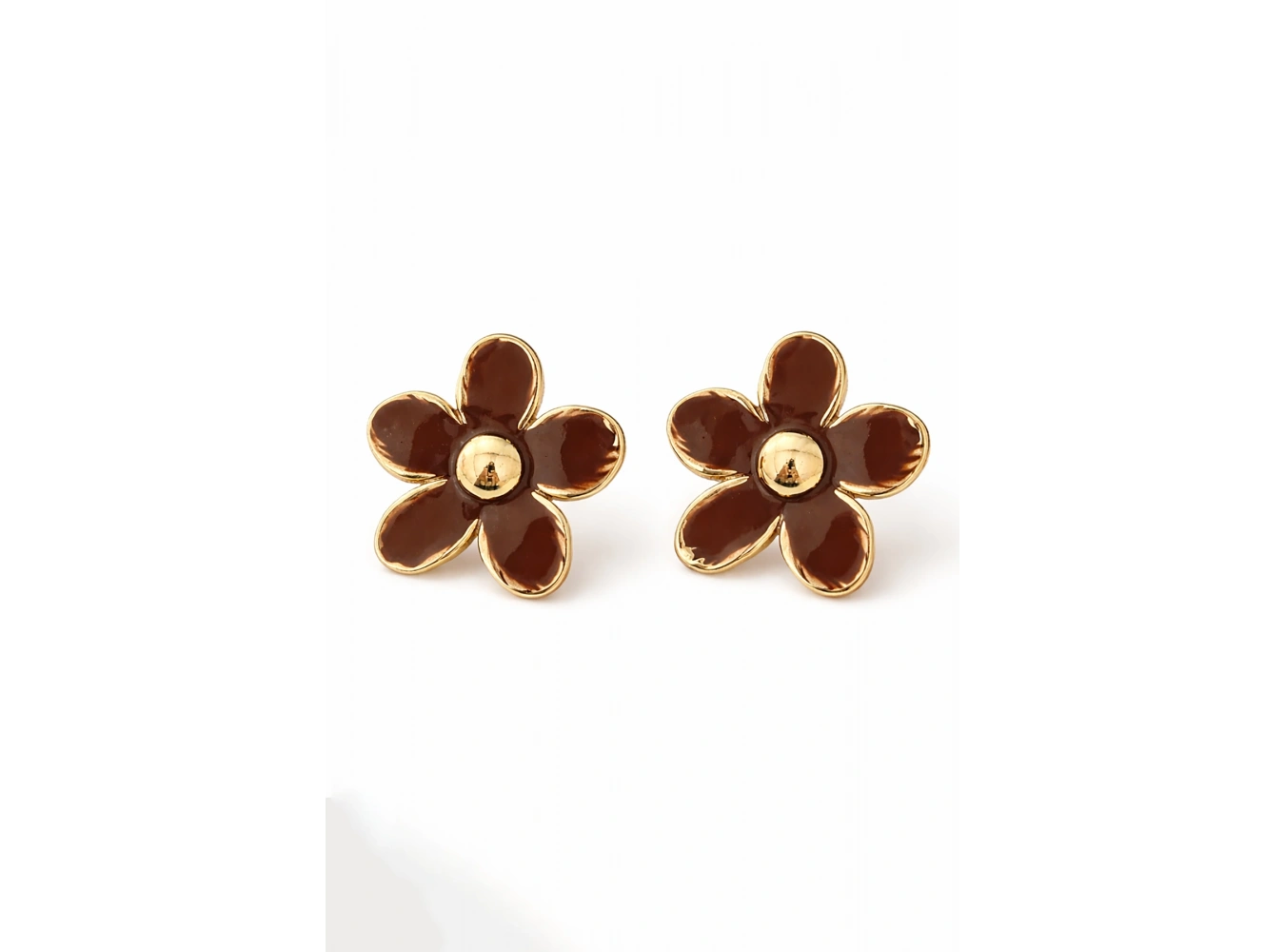 Kahve Renk Çiçek Figürlü Küpe (Çift)