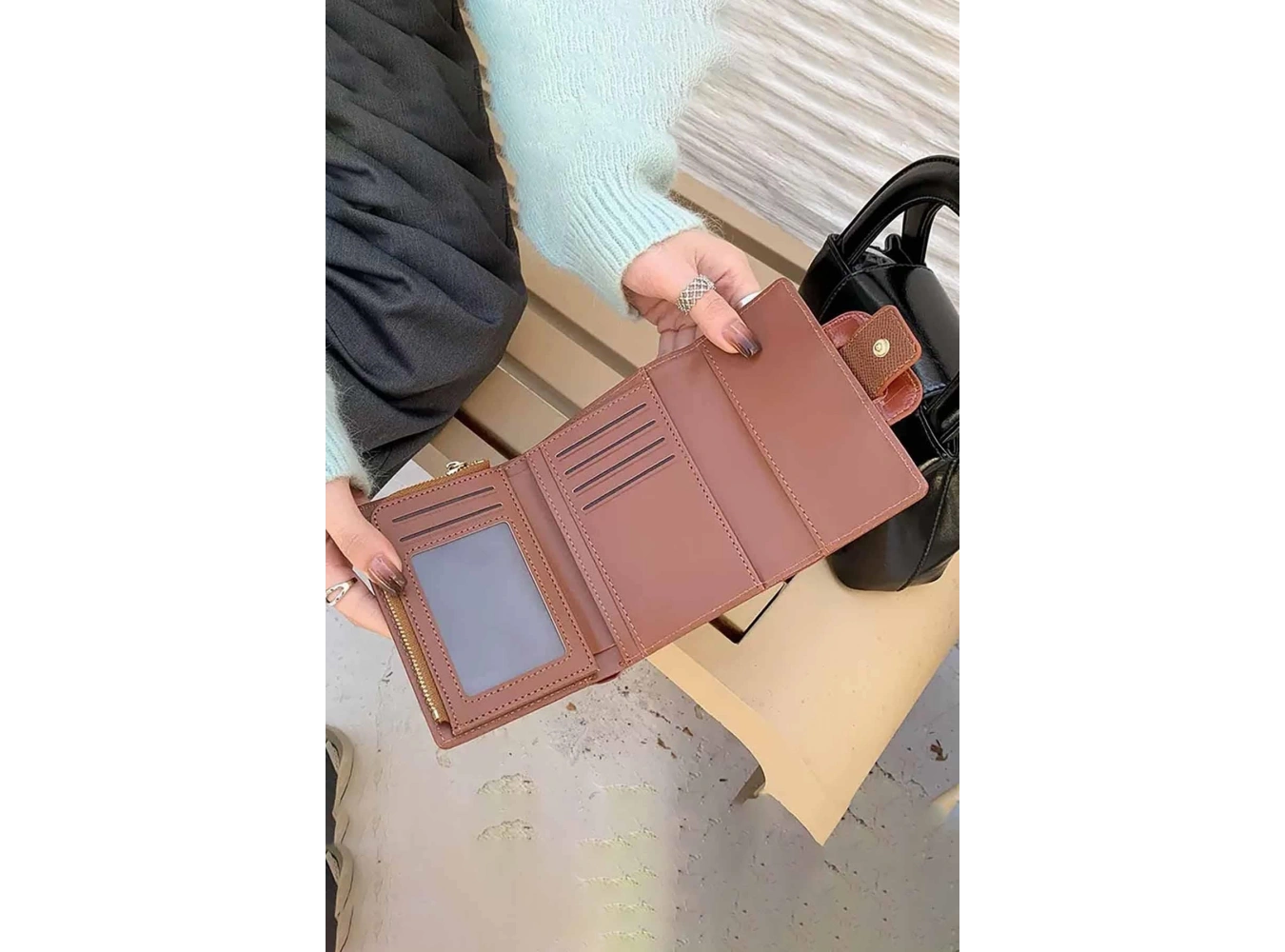 Kahve Renk Deri Kadın Cüzdan/Kartlık