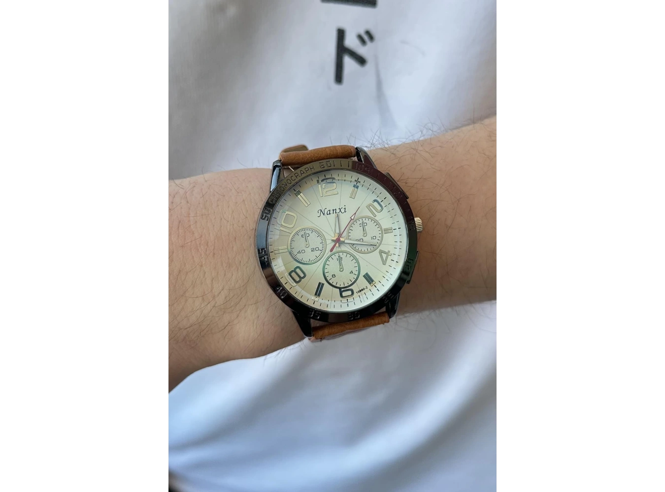 Kahve Renk Deri Kordonlu Çelik Erkek Saat