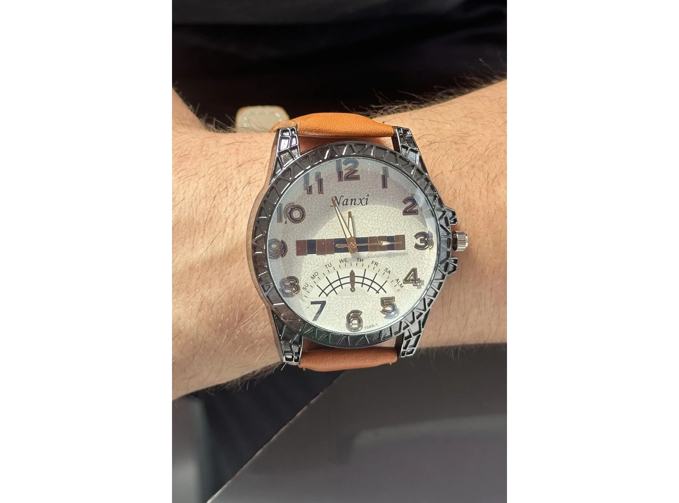 Kahve Renk Deri Kordonlu Çelik Erkek Saat