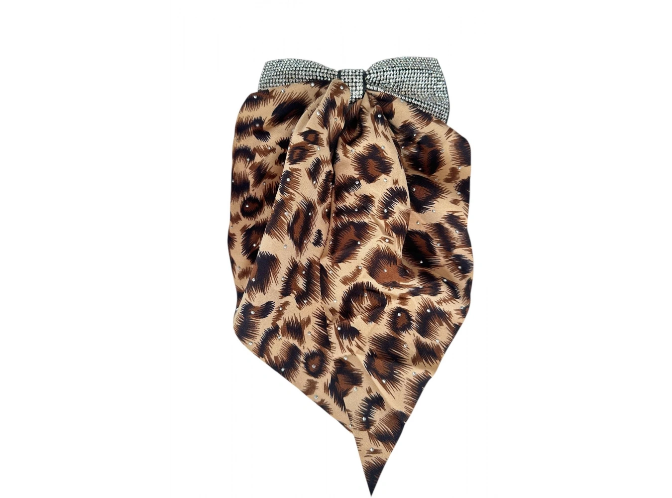 Kahve Renk Leopar Desenli Taş Detaylı Otomat Toka