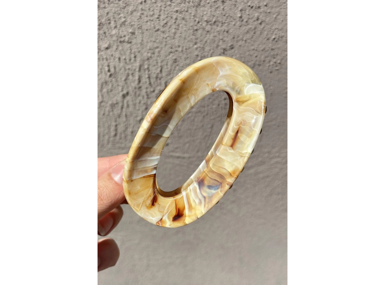 Kahve Renk Mermer Desenli Kemik Mandal Toka