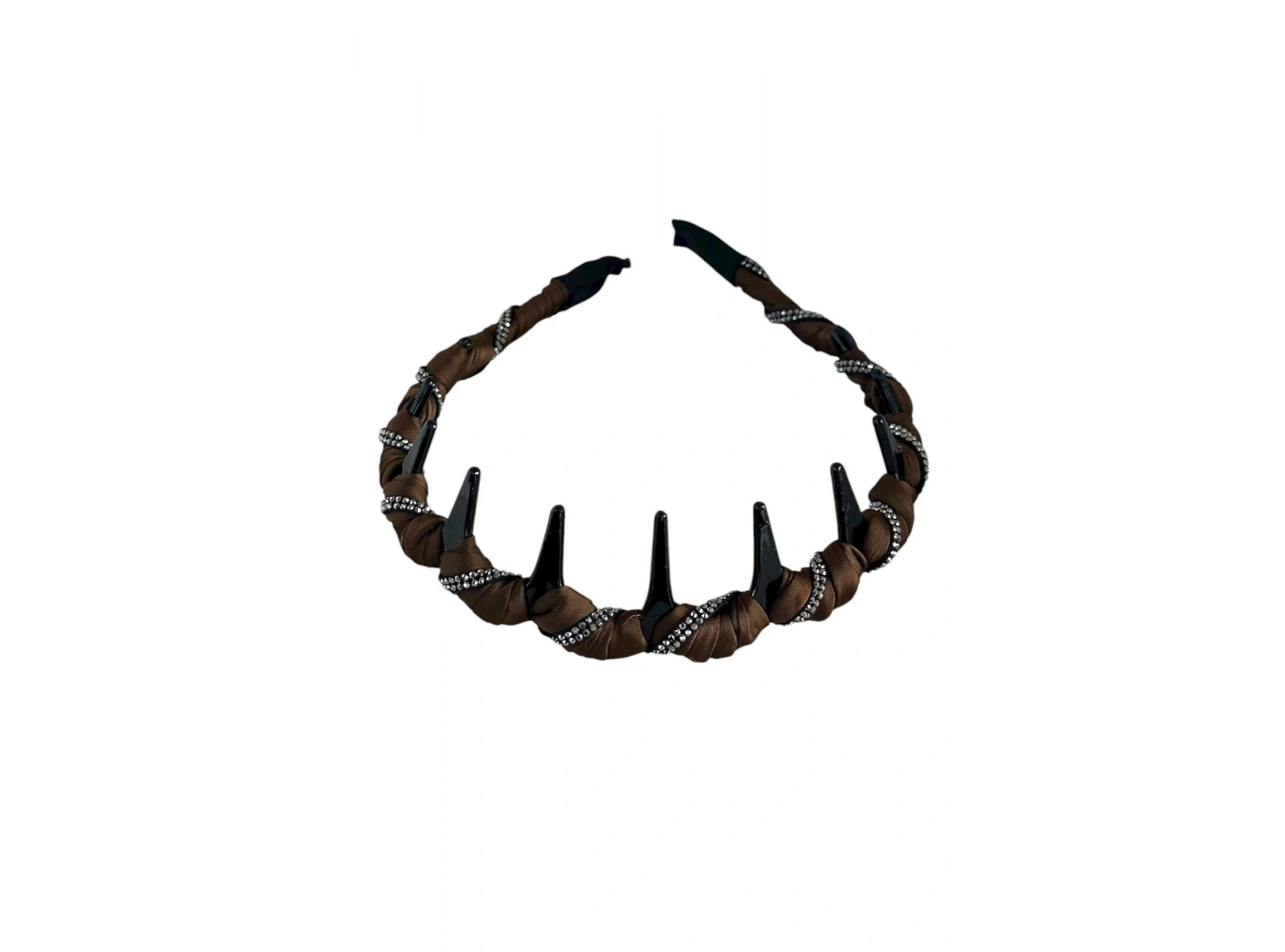 Kahve Renk Taş Detaylı Taraklı Taç