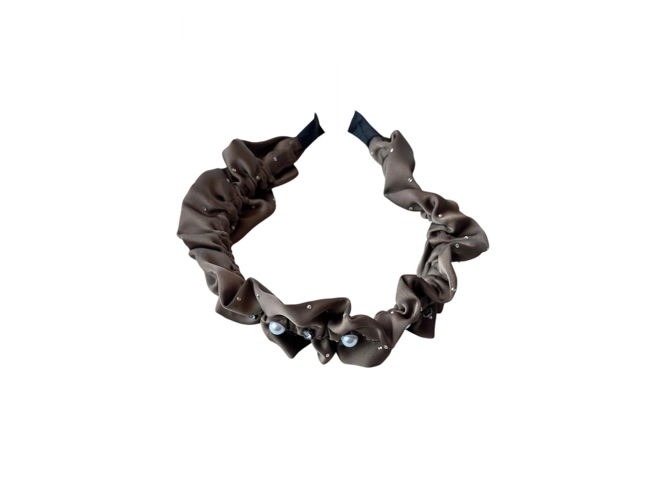 Kahve Renk Taş Ve İnci Detaylı Taç