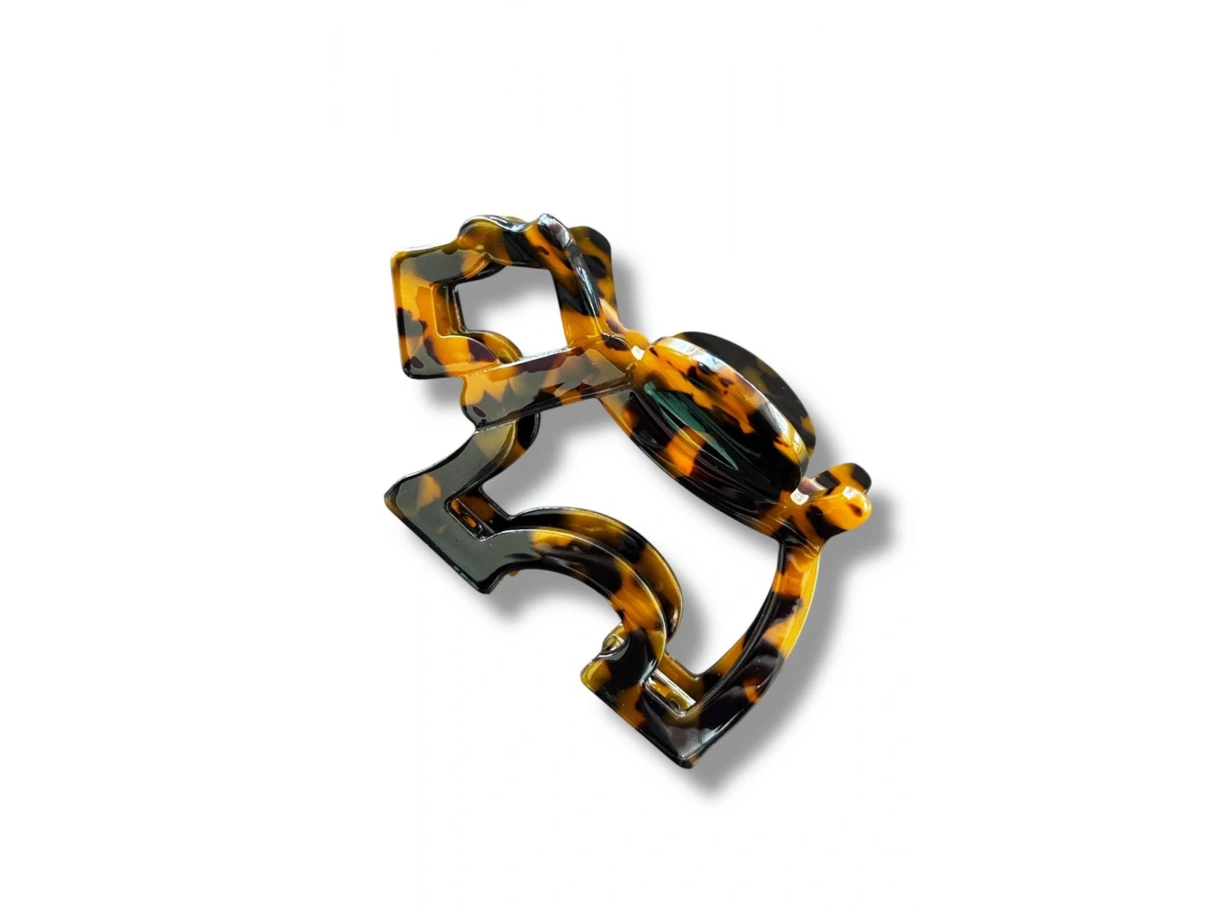 Kahverengi Agatha Köpek Figürlü Leopar Desenli Kemik Mandal Toka