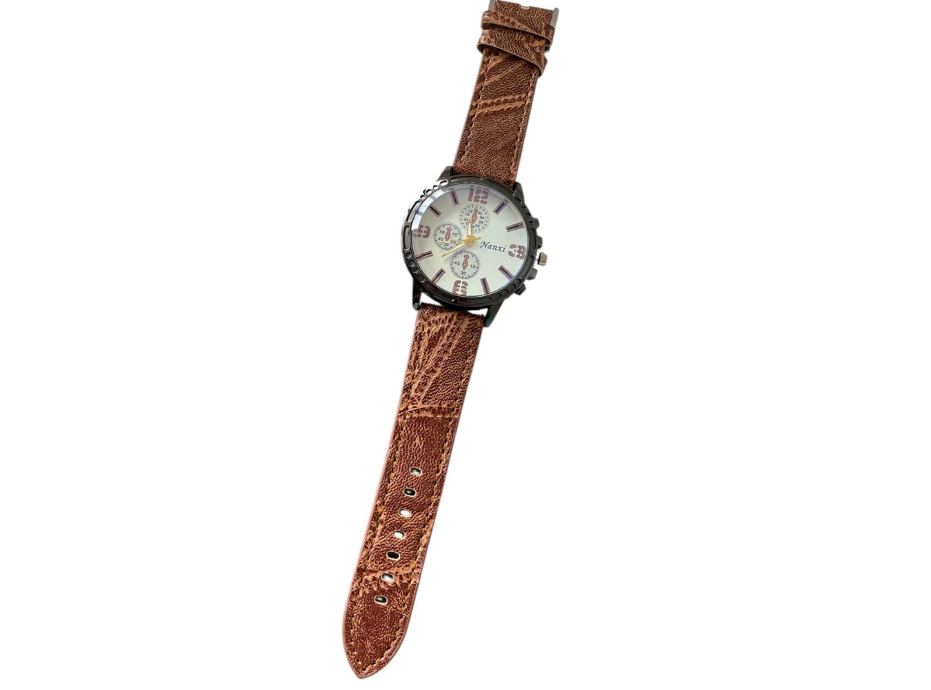 Kahverengi Deri Kordonlu Çelik Erkek Saat