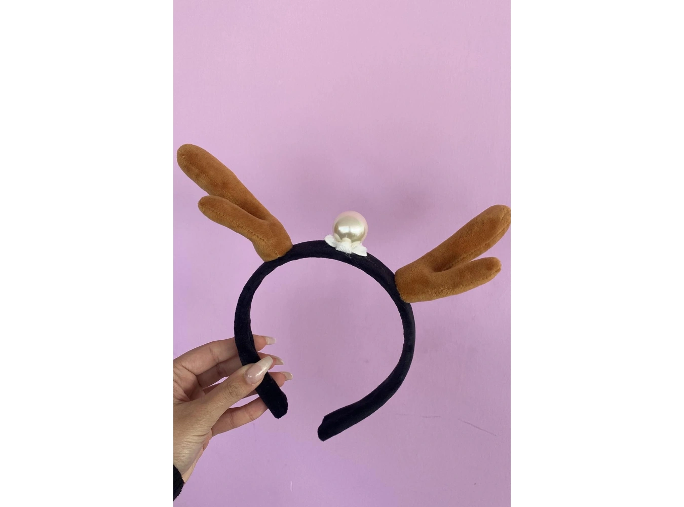Kahverengi Geyik Boynuzu Figürlü İnci Detaylı Taç