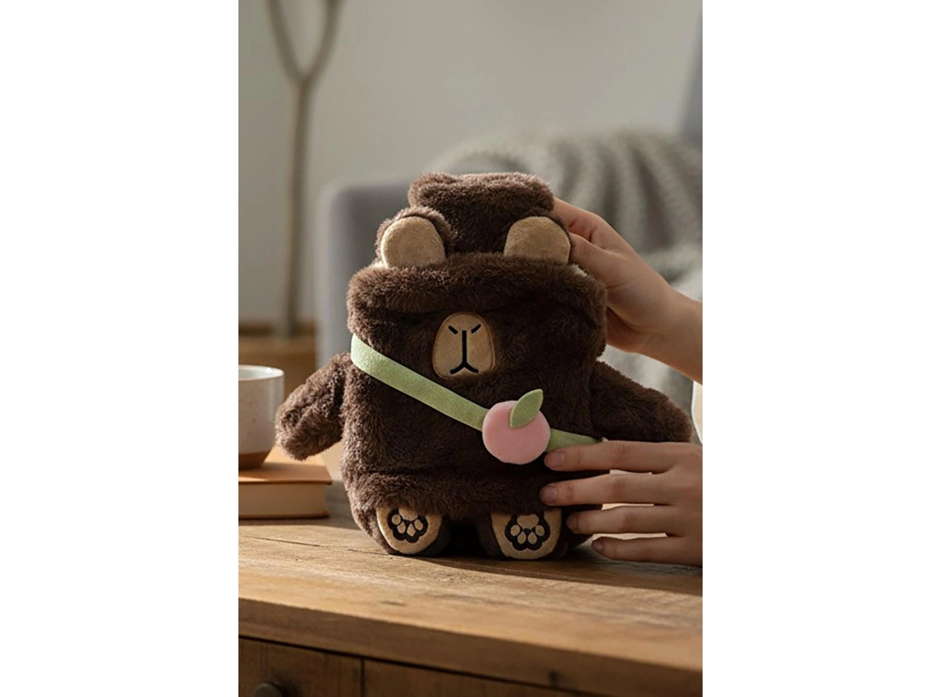 Kahverengi Kapibara Figürlü Peluş Sıcak Su Torbası