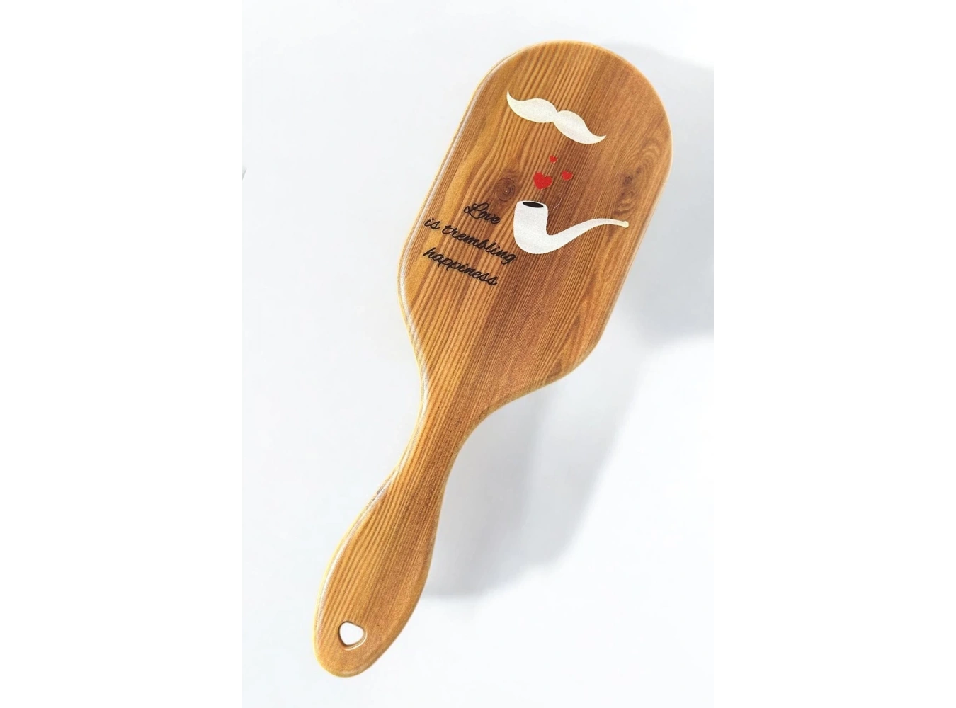 Kahverengi Karışık Figürlü Ahşap Görünümlü Şaç Fırçası/ Tarak