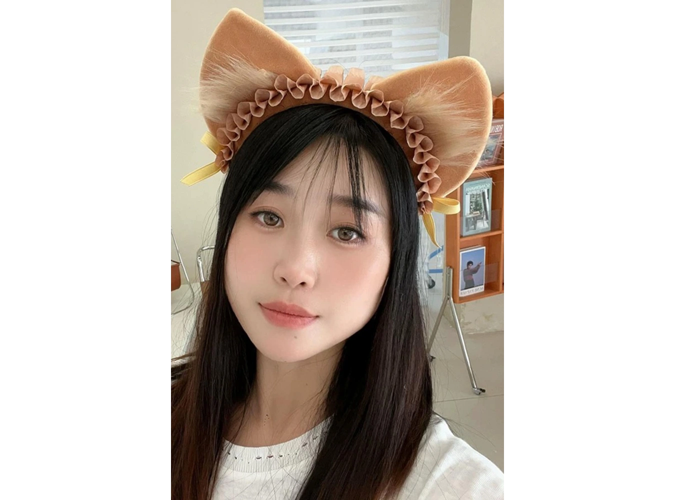 Kahverengi Kedi Kulak Detaylı Peluş Taç