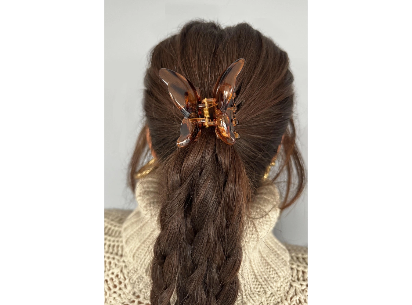 Kahverengi Kelebek Figürlü Leopar Desenli Mandal Toka