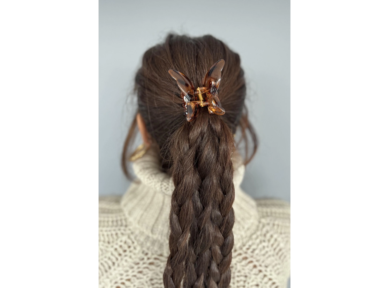 Kahverengi Kelebek Figürlü Leopar Desenli Mandal Toka