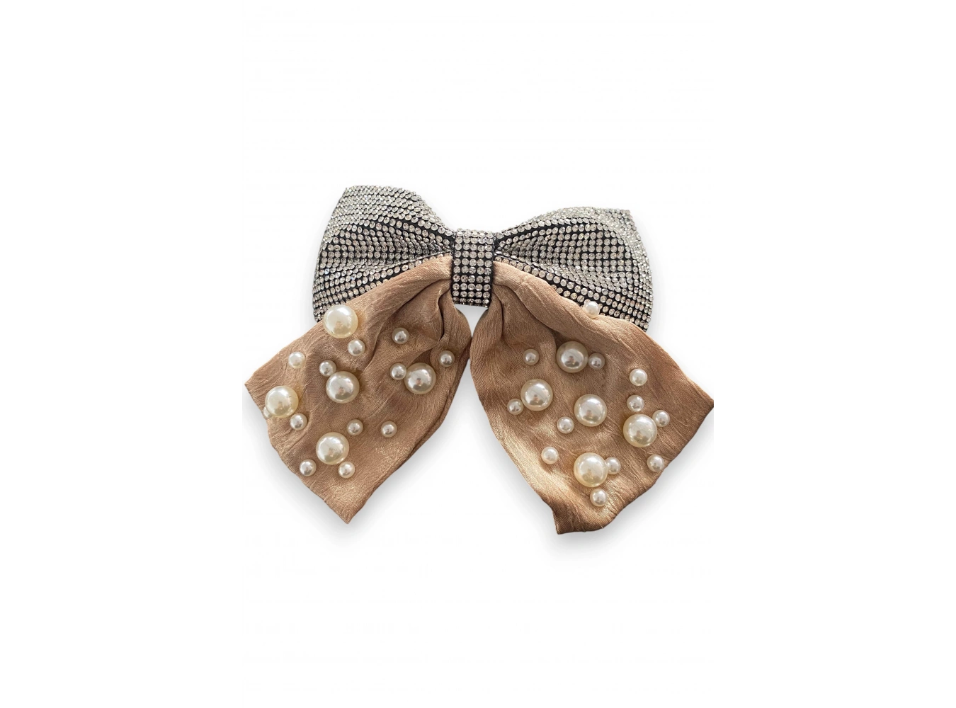 Kahverengi Kurdele Figürlü İnci Ve Taş Detaylı Otomat Toka