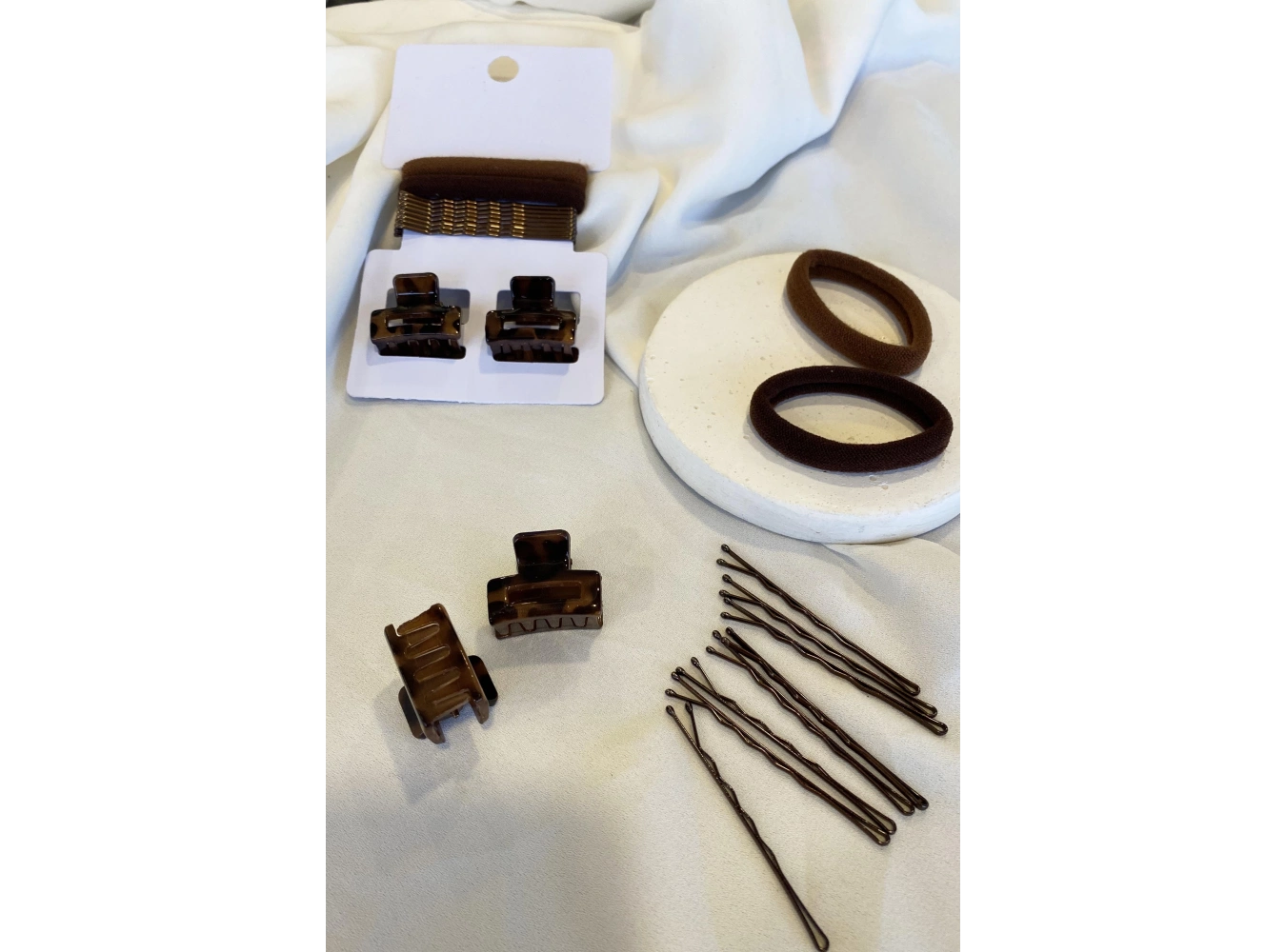 Kahverengi Lastik Toka Ve Mandal Toka Set