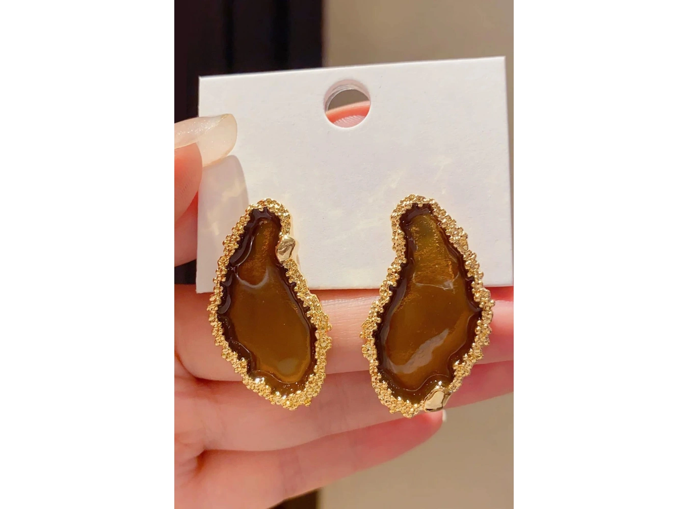 Kahverengi Metal Küpe (Çift)